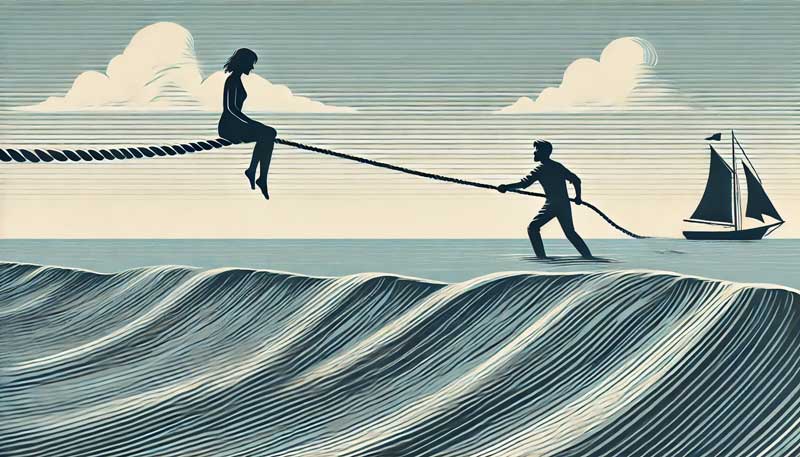 sognare di essere in bilico su una corda sopra il mare
