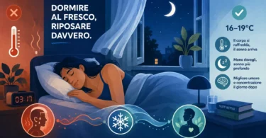 dormire al fresco, con camera da letto notturna, temperatura ideale per il sonno e dispersione del calore corporeo per migliorare il riposo.