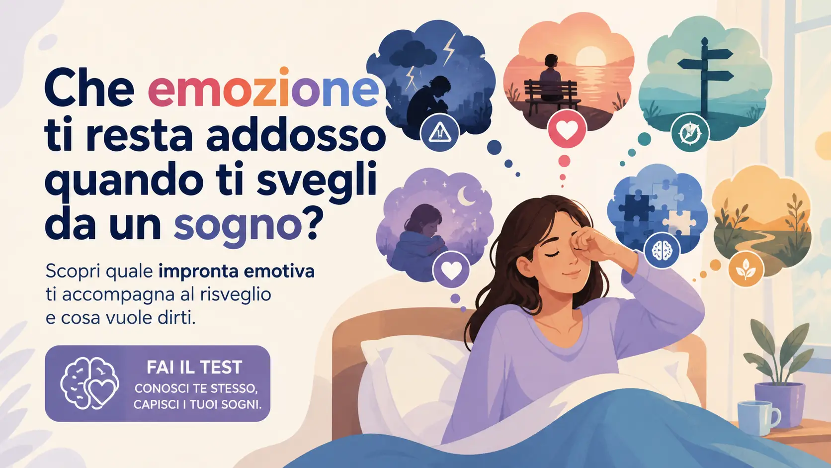 Test di personalità sui sogni: scopri quale emozione ti resta addosso al risveglio e cosa rivela la tua impronta emotiva notturna.